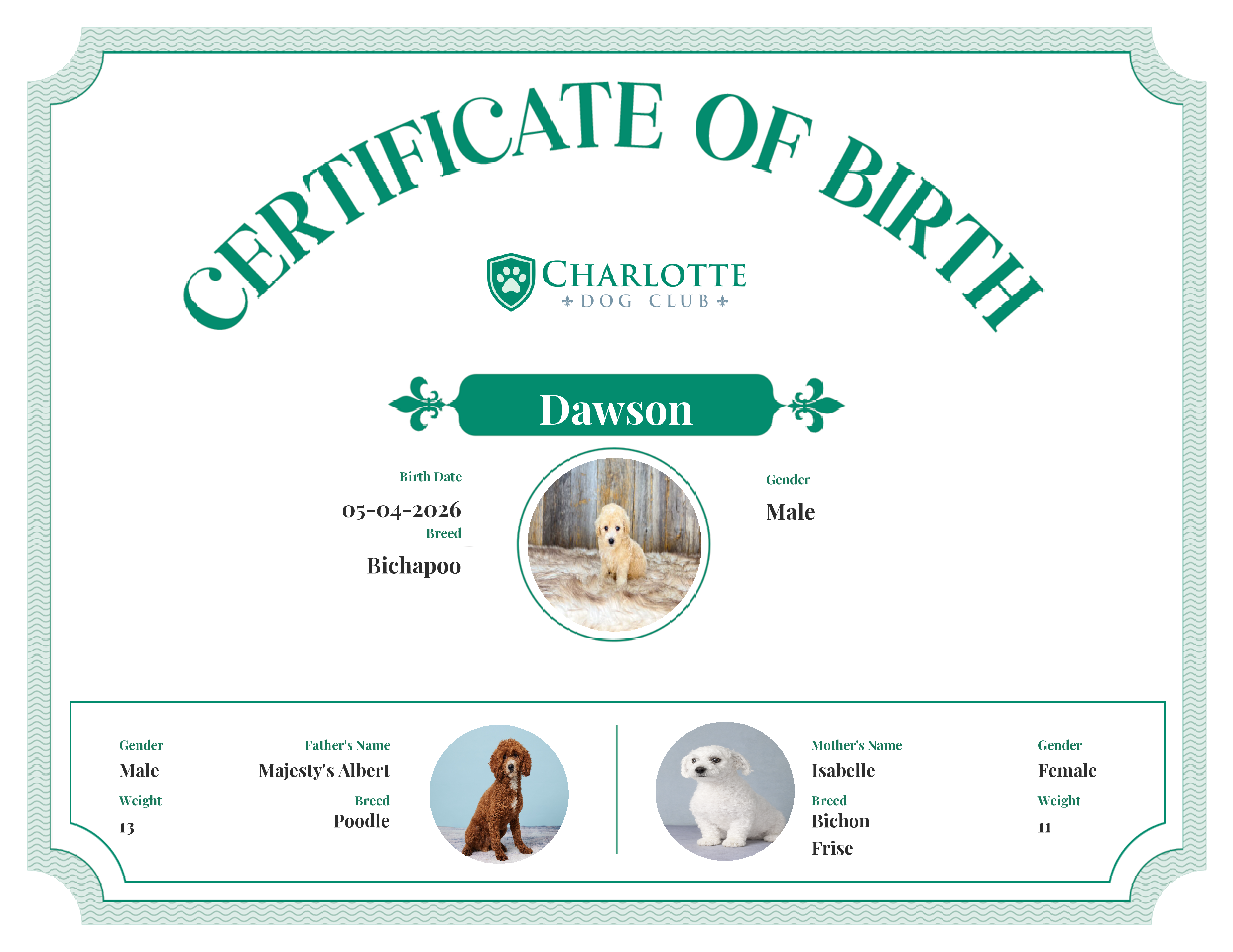 Dawson's Birth Certificate