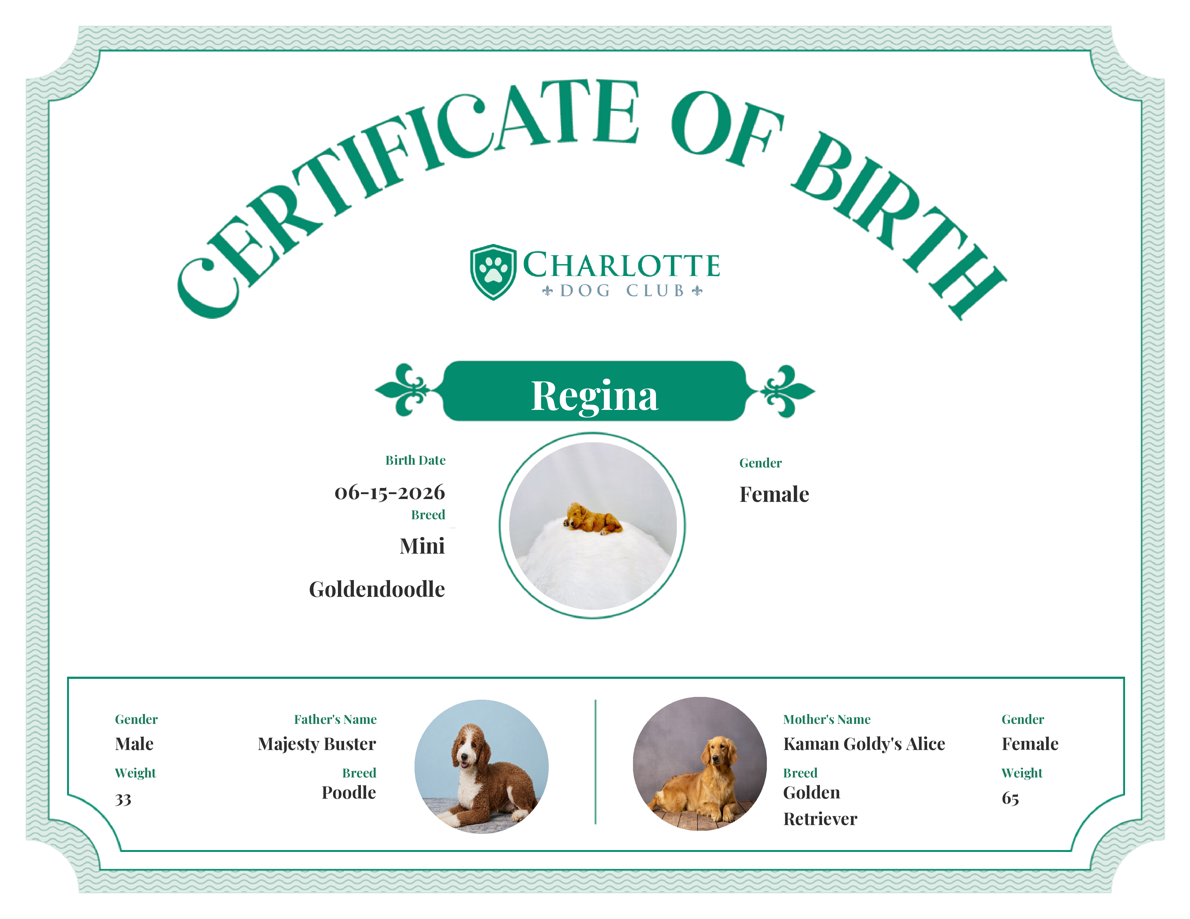 Regina's Birth Certificate