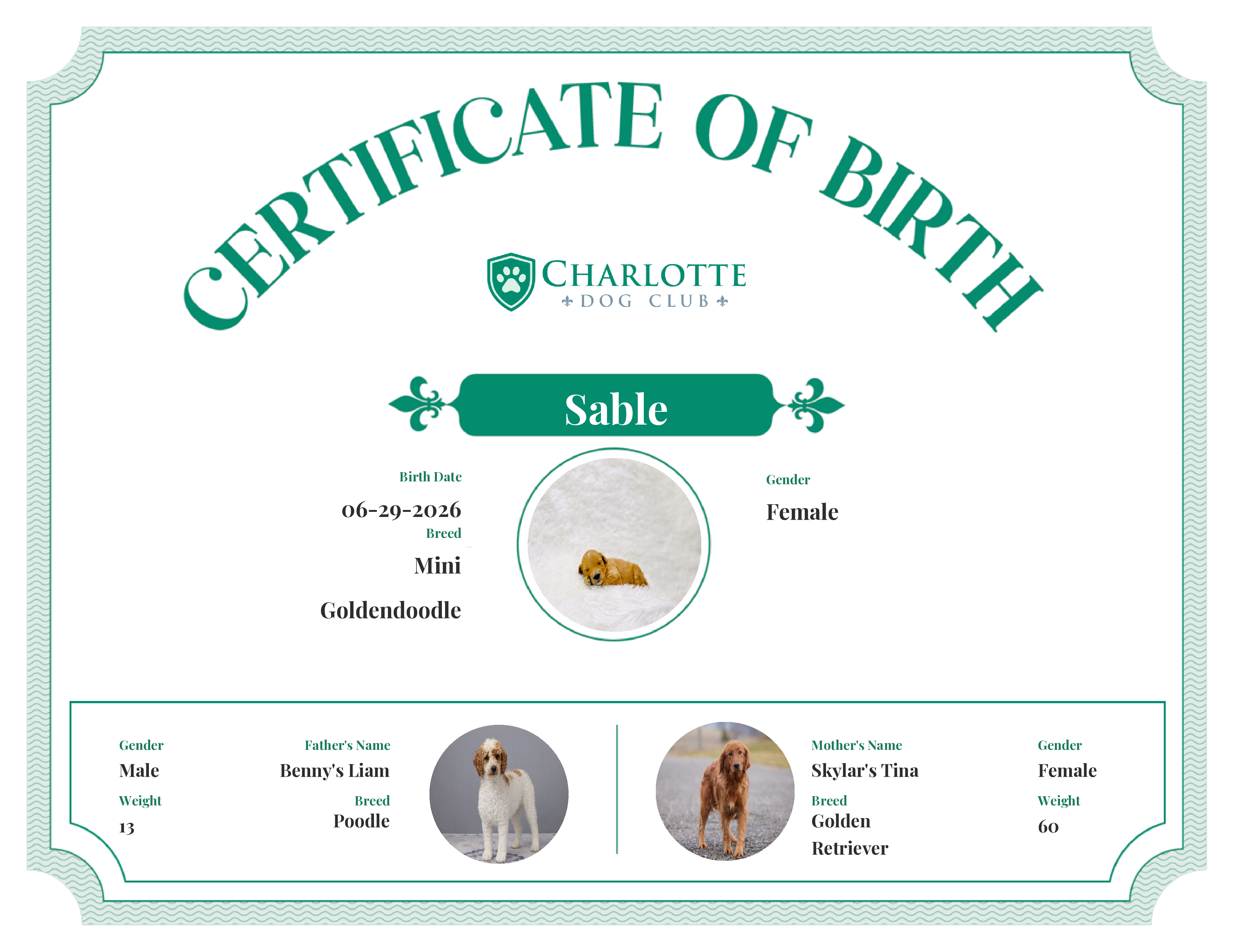 Sable's Birth Certificate