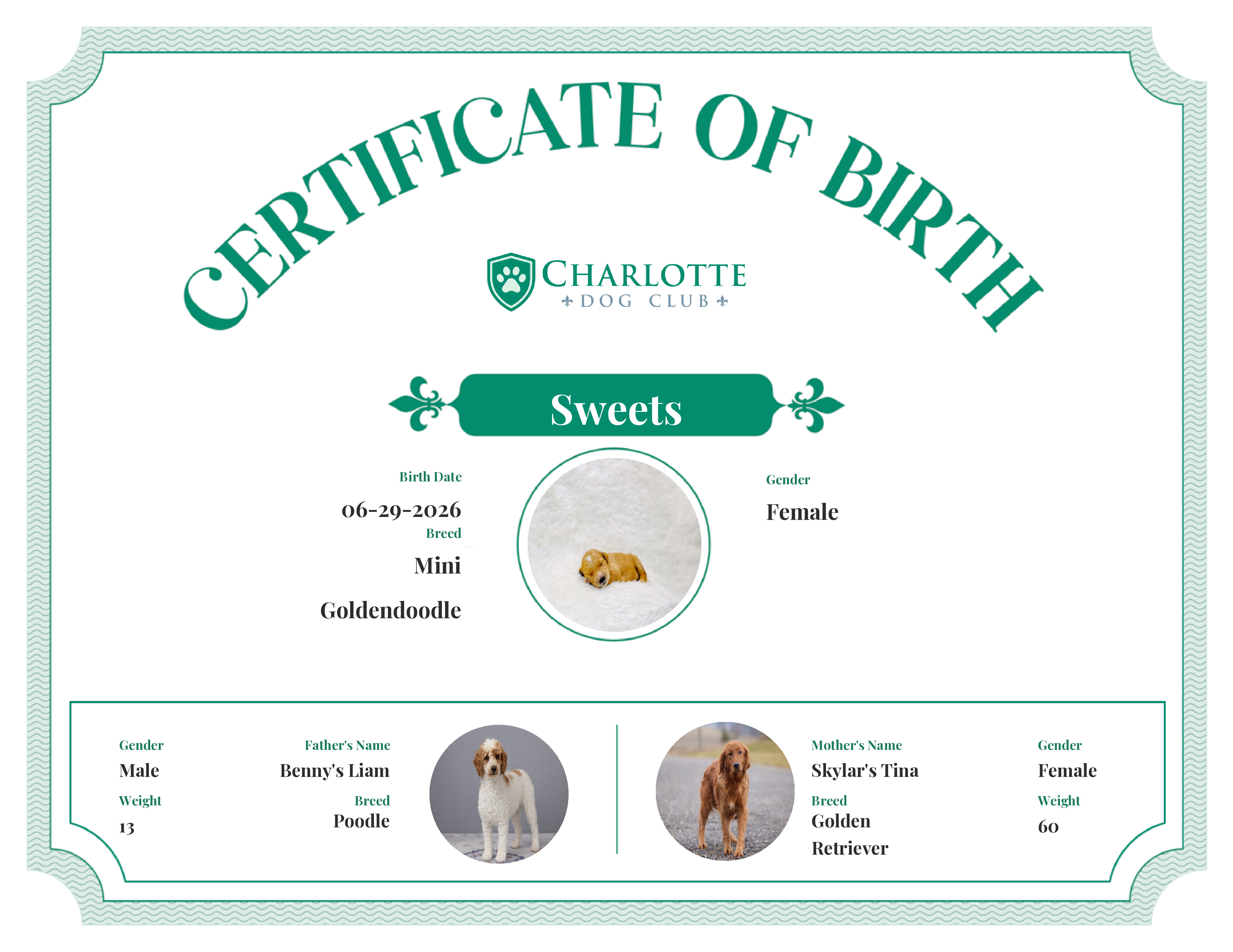 Sweets's Birth Certificate