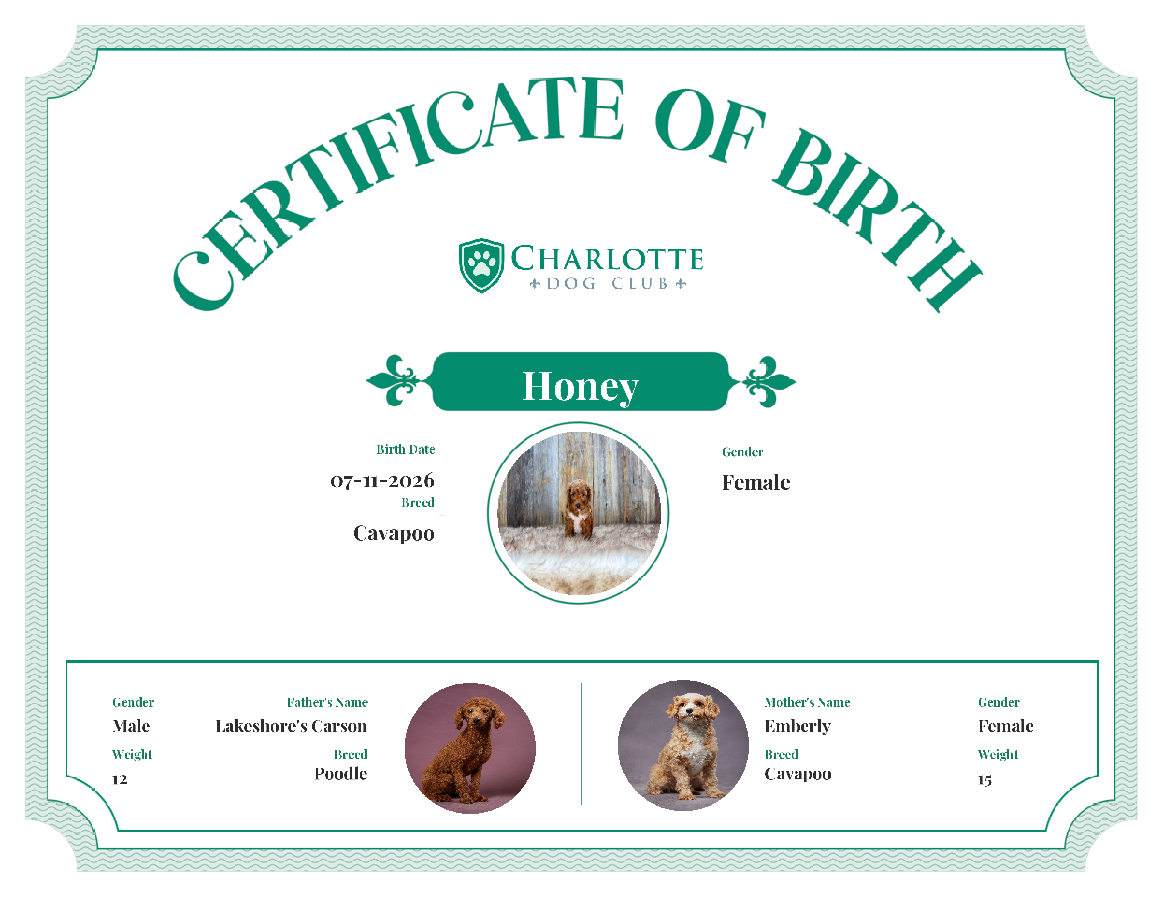Honey's Birth Certificate