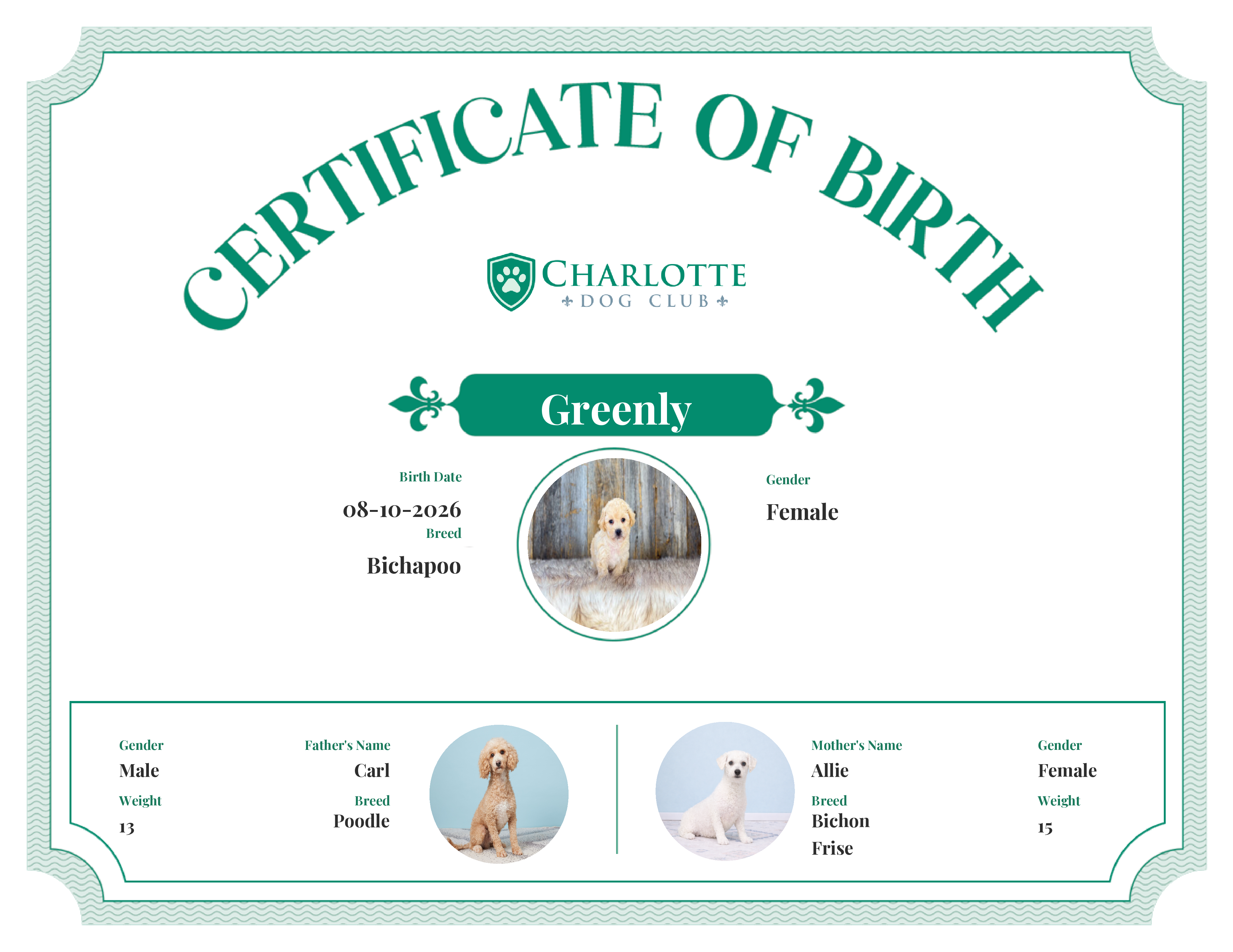 Greenly's Birth Certificate